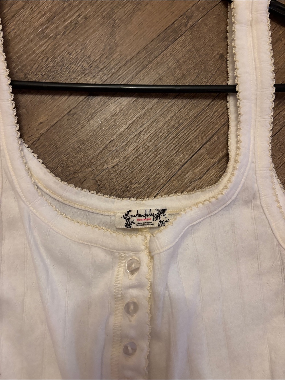 Free People Cream Ribbed Button-Front Tank - Picture 2 of 3